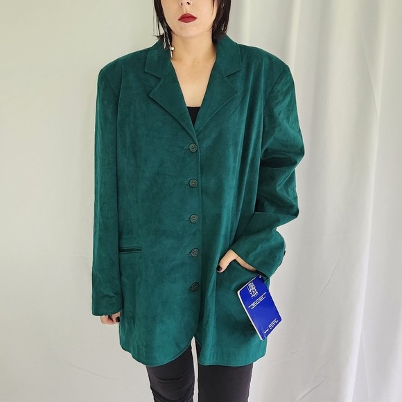 Vintage Jackets & Blazers - 80s/90s Deadstock Green Ultrasuede Blazer
